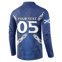 Custom Scotland Football Button Sweatshirt Saltire Celtic Knot Lion Rampant