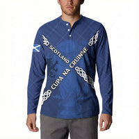 Custom Scotland Football Button Sweatshirt Saltire Celtic Knot Lion Rampant