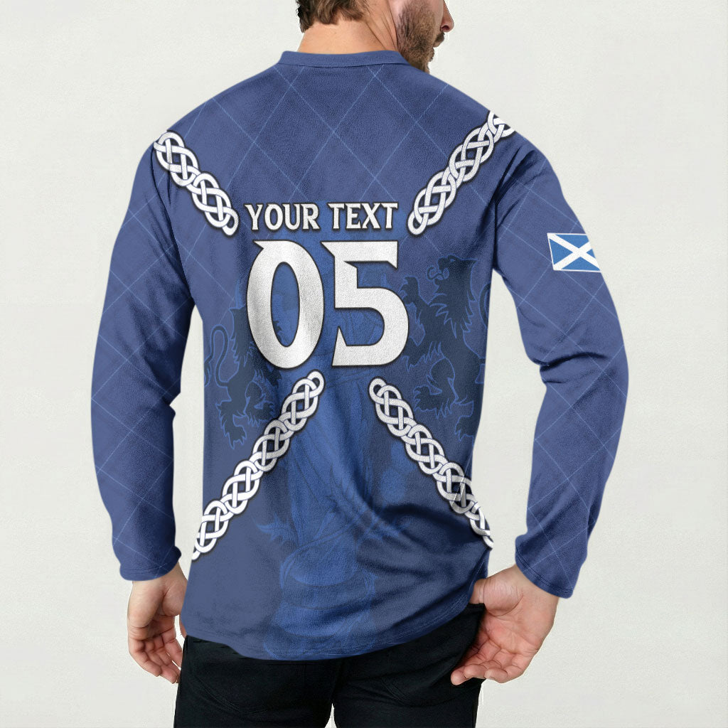 Custom Scotland Football Button Sweatshirt Saltire Celtic Knot Lion Rampant