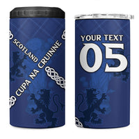 Custom Scotland Football 4 in 1 Can Cooler Tumbler Saltire Celtic Knot Lion Rampant