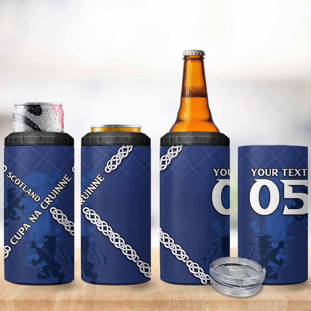 Custom Scotland Football 4 in 1 Can Cooler Tumbler Saltire Celtic Knot Lion Rampant