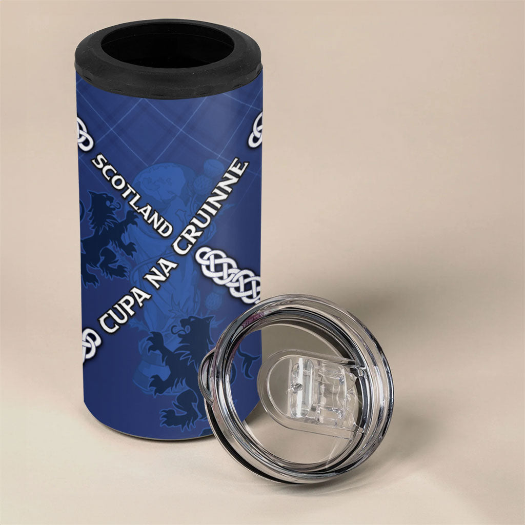 Custom Scotland Football 4 in 1 Can Cooler Tumbler Saltire Celtic Knot Lion Rampant