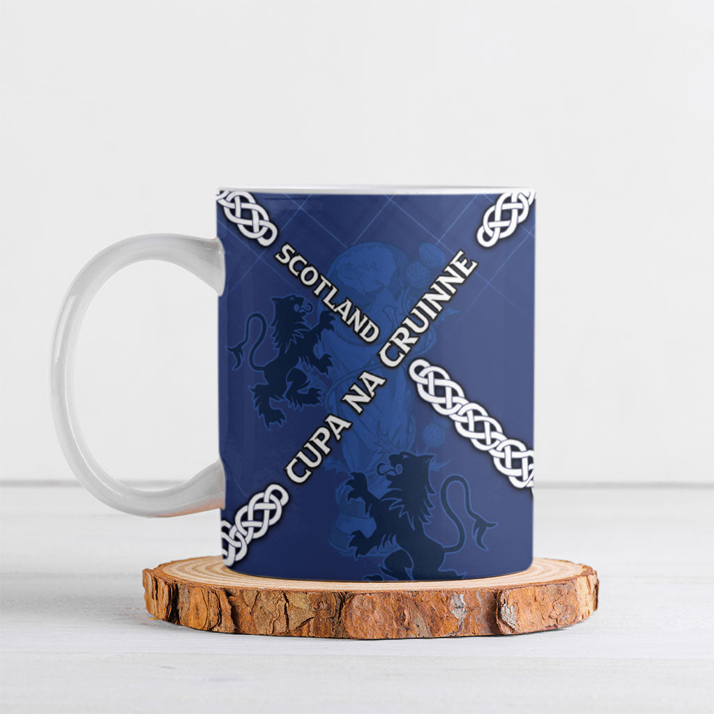 Custom Scotland Football Ceramic Mug Saltire Celtic Knot Lion Rampant