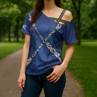Custom Scotland Football Cross Shoulder Shirt Saltire Celtic Knot Lion Rampant