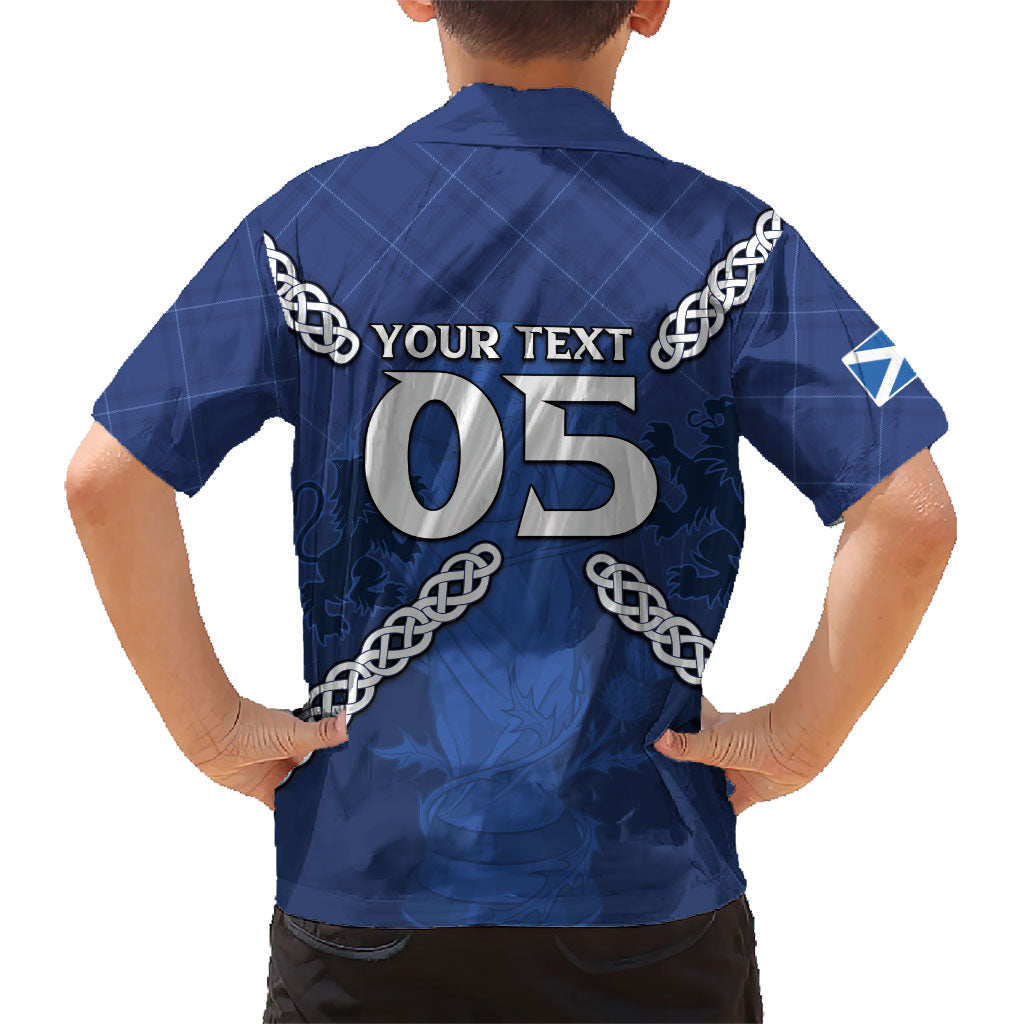Custom Scotland Football Kid Hawaiian Shirt Saltire Celtic Knot Lion Rampant