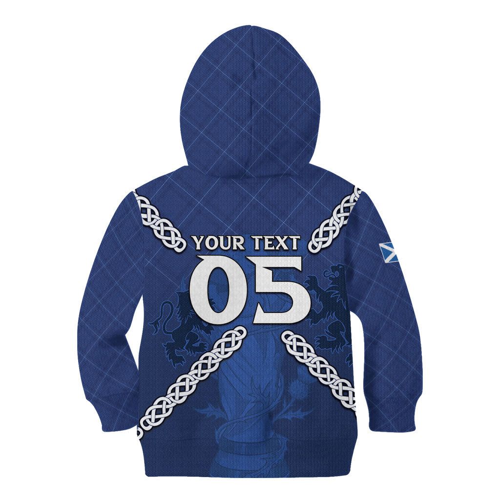 Custom Scotland Football Kid Hoodie Saltire Celtic Knot Lion Rampant