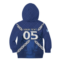 Custom Scotland Football Kid Hoodie Saltire Celtic Knot Lion Rampant