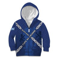 Custom Scotland Football Kid Hoodie Saltire Celtic Knot Lion Rampant