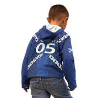 Custom Scotland Football Kid Hoodie Saltire Celtic Knot Lion Rampant