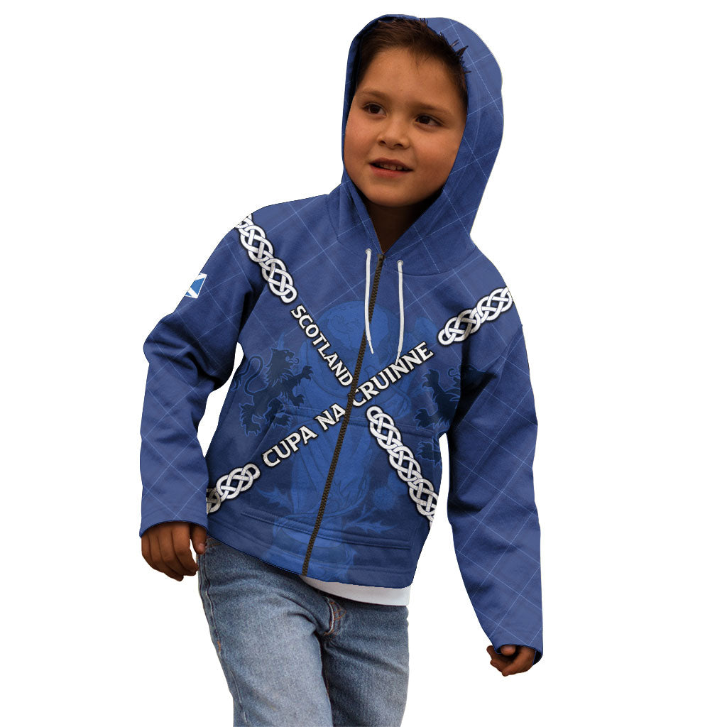 Custom Scotland Football Kid Hoodie Saltire Celtic Knot Lion Rampant