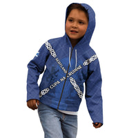 Custom Scotland Football Kid Hoodie Saltire Celtic Knot Lion Rampant