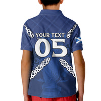Custom Scotland Football Kid Polo Shirt Saltire Celtic Knot Lion Rampant