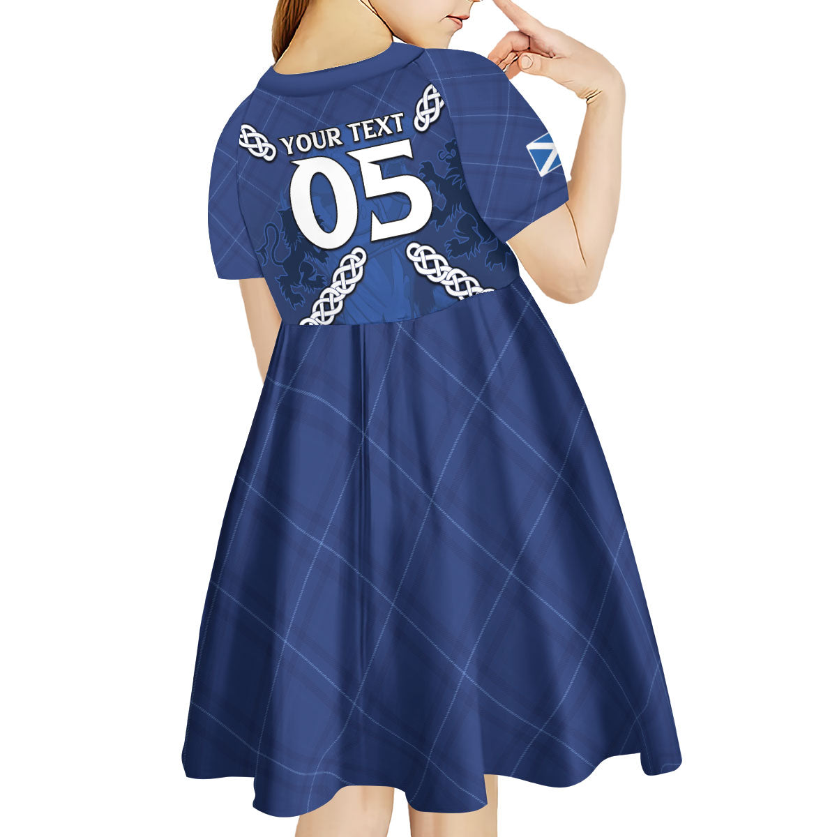 Custom Scotland Football Kid Short Sleeve Dress Saltire Celtic Knot Lion Rampant