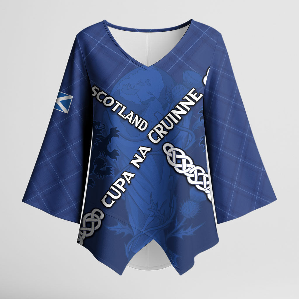 Custom Scotland Football Kimono Sleeve Blouse Saltire Celtic Knot Lion Rampant