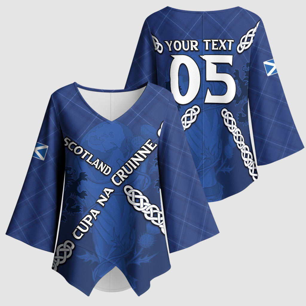 Custom Scotland Football Kimono Sleeve Blouse Saltire Celtic Knot Lion Rampant