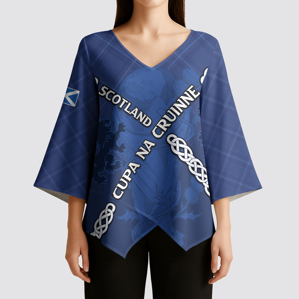 Custom Scotland Football Kimono Sleeve Blouse Saltire Celtic Knot Lion Rampant