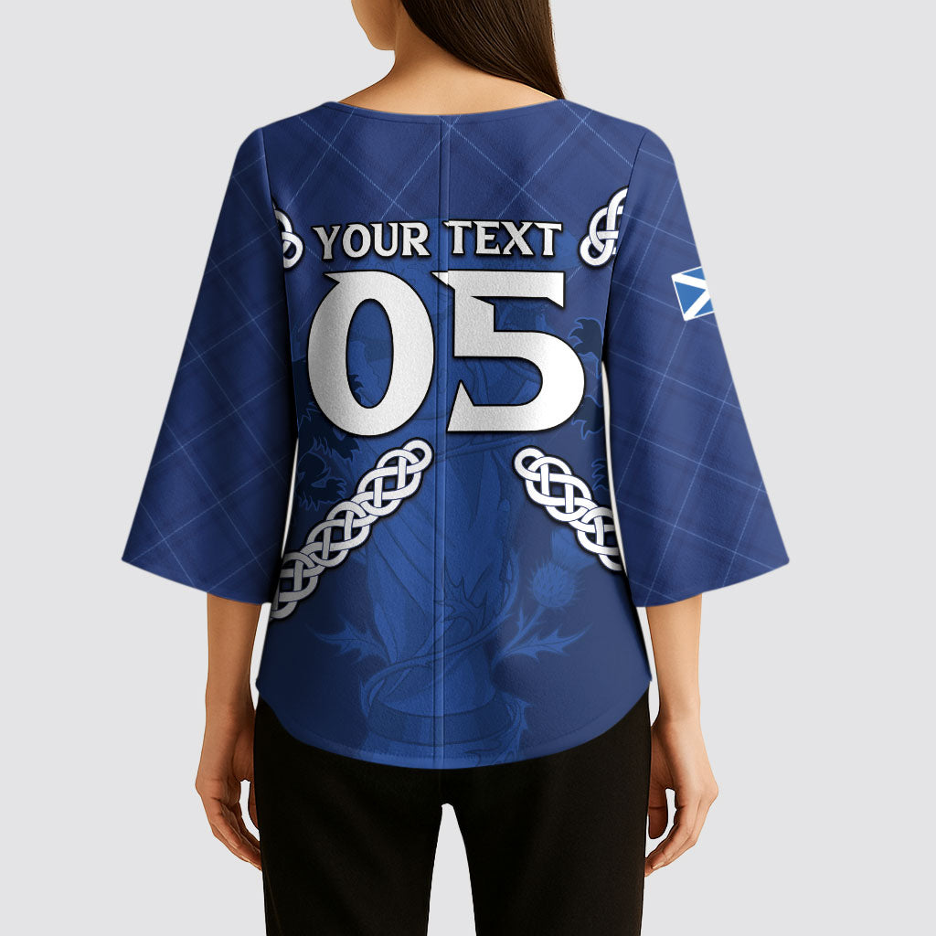 Custom Scotland Football Kimono Sleeve Blouse Saltire Celtic Knot Lion Rampant