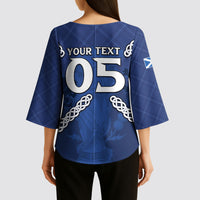 Custom Scotland Football Kimono Sleeve Blouse Saltire Celtic Knot Lion Rampant