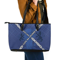 Scotland Football Leather Tote Bag Saltire Celtic Knot Lion Rampant