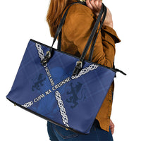 Scotland Football Leather Tote Bag Saltire Celtic Knot Lion Rampant