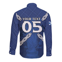 Custom Scotland Football Long Sleeve Button Shirt Saltire Celtic Knot Lion Rampant