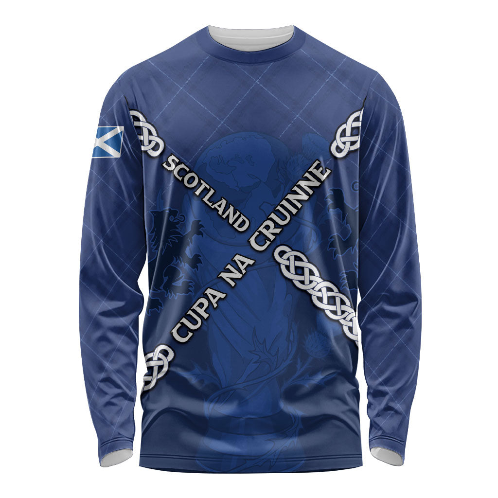 Custom Scotland Football Long Sleeve Shirt Saltire Celtic Knot Lion Rampant
