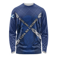 Custom Scotland Football Long Sleeve Shirt Saltire Celtic Knot Lion Rampant