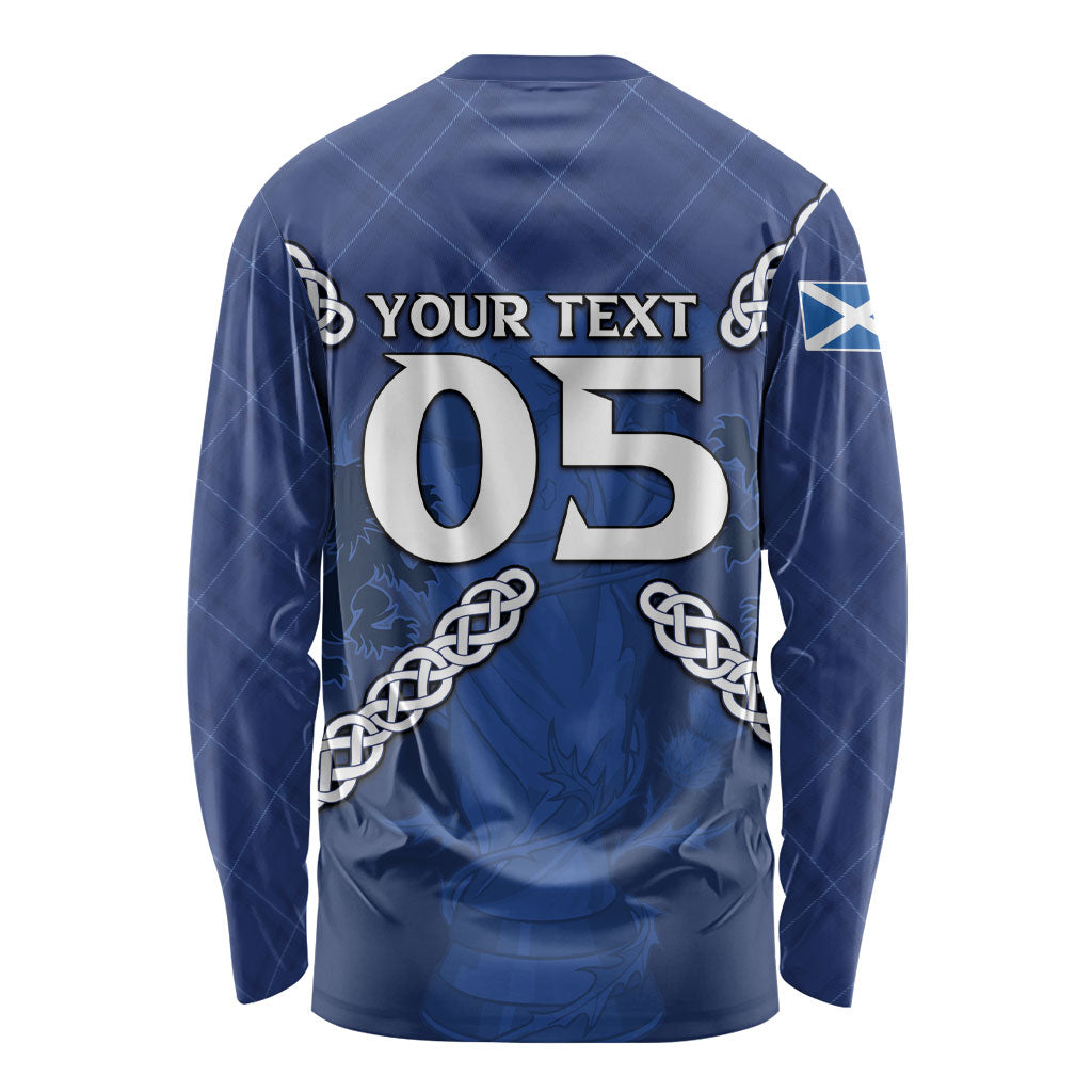 Custom Scotland Football Long Sleeve Shirt Saltire Celtic Knot Lion Rampant