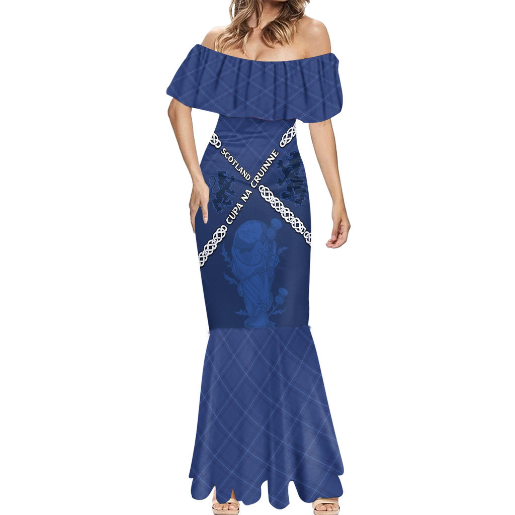 Custom Scotland Football Mermaid Dress Saltire Celtic Knot Lion Rampant