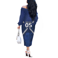 Custom Scotland Football Off The Shoulder Long Sleeve Dress Saltire Celtic Knot Lion Rampant