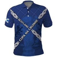 Custom Scotland Football Polo Shirt Saltire Celtic Knot Lion Rampant