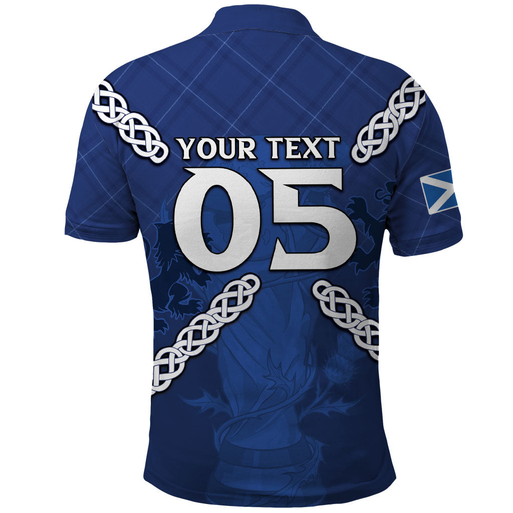 Custom Scotland Football Polo Shirt Saltire Celtic Knot Lion Rampant