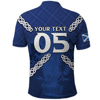 Custom Scotland Football Polo Shirt Saltire Celtic Knot Lion Rampant