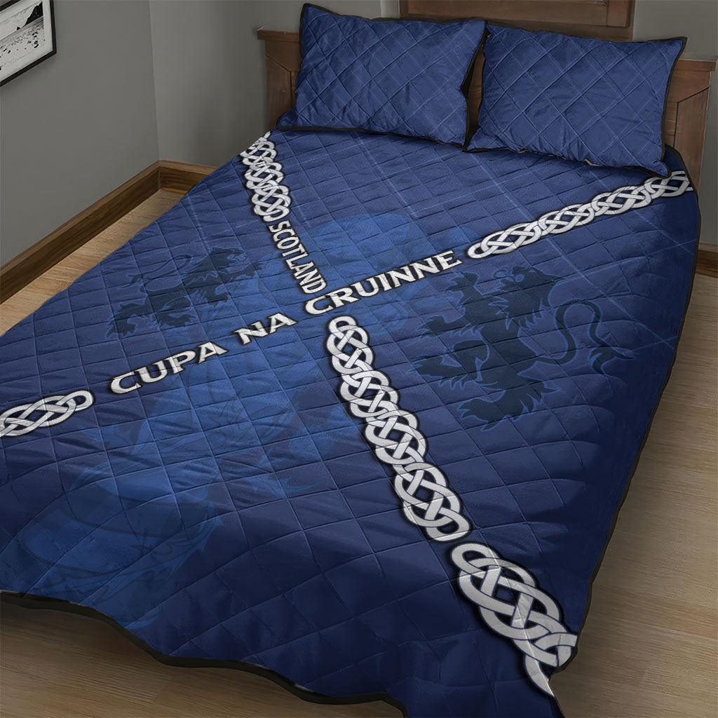 Scotland Football Quilt Bed Set Saltire Celtic Knot Lion Rampant