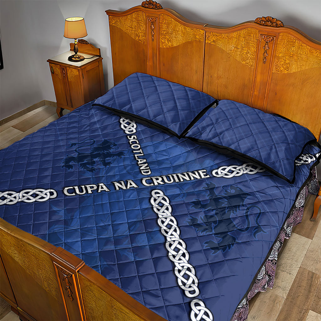 Scotland Football Quilt Bed Set Saltire Celtic Knot Lion Rampant