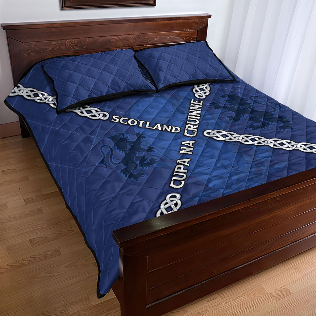 Scotland Football Quilt Bed Set Saltire Celtic Knot Lion Rampant