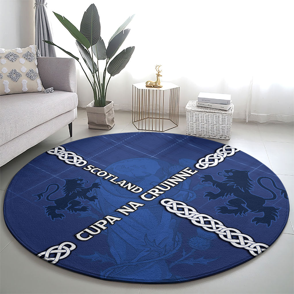 Scotland Football Round Carpet Saltire Celtic Knot Lion Rampant