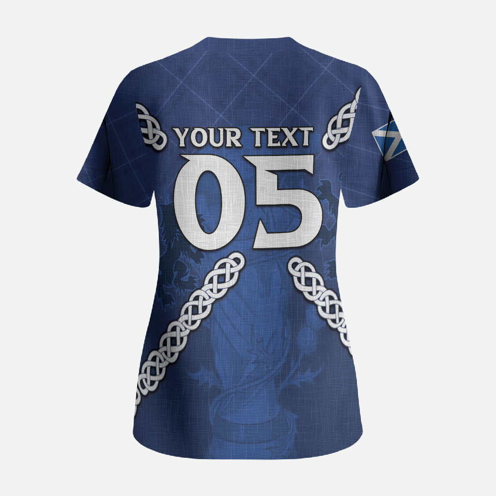 Custom Scotland Football Scrub Top Saltire Celtic Knot Lion Rampant