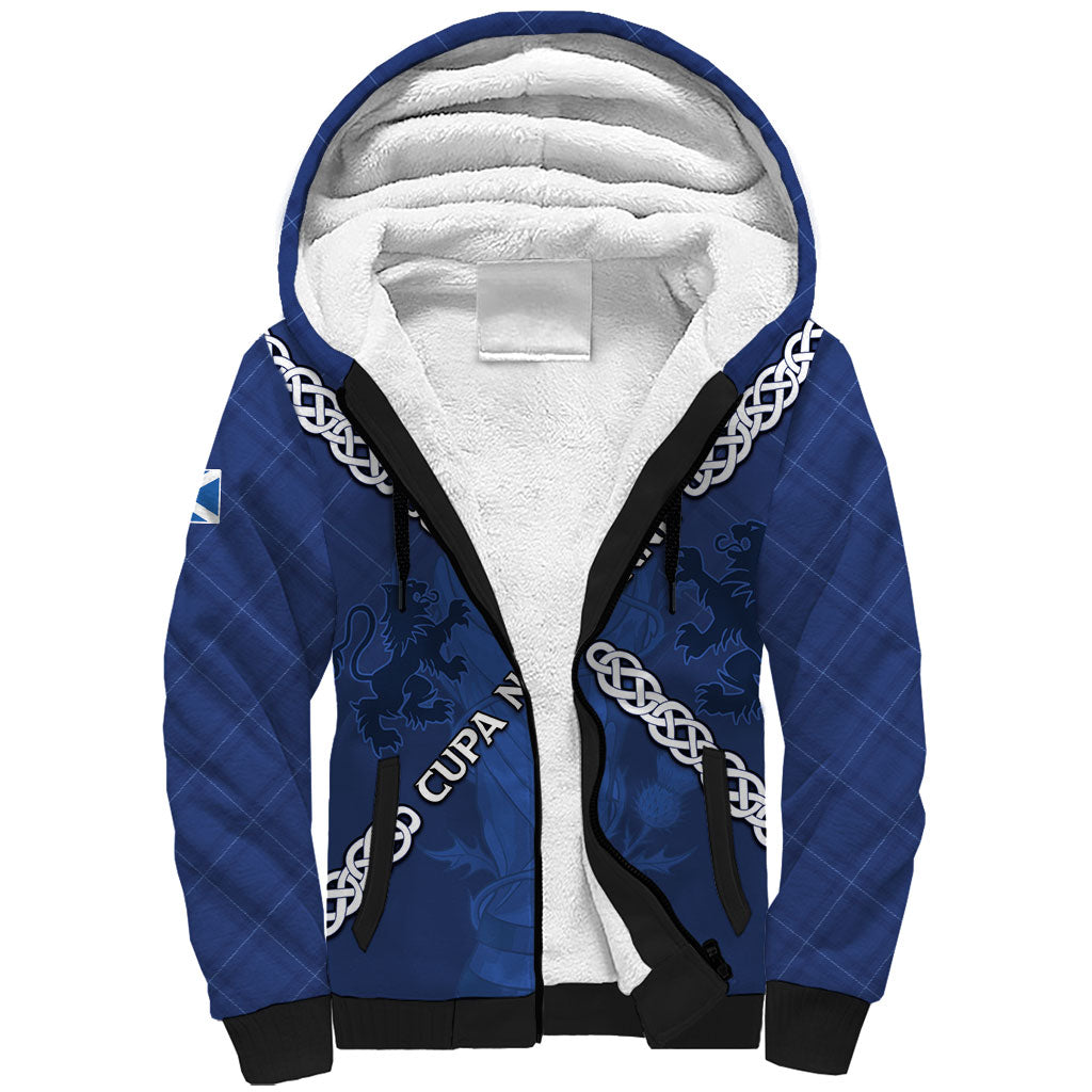 Custom Scotland Football Sherpa Hoodie Saltire Celtic Knot Lion Rampant