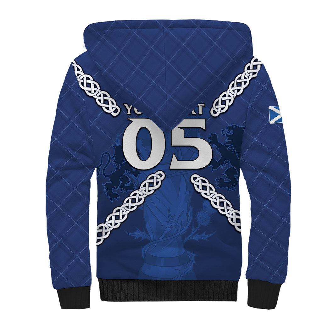 Custom Scotland Football Sherpa Hoodie Saltire Celtic Knot Lion Rampant