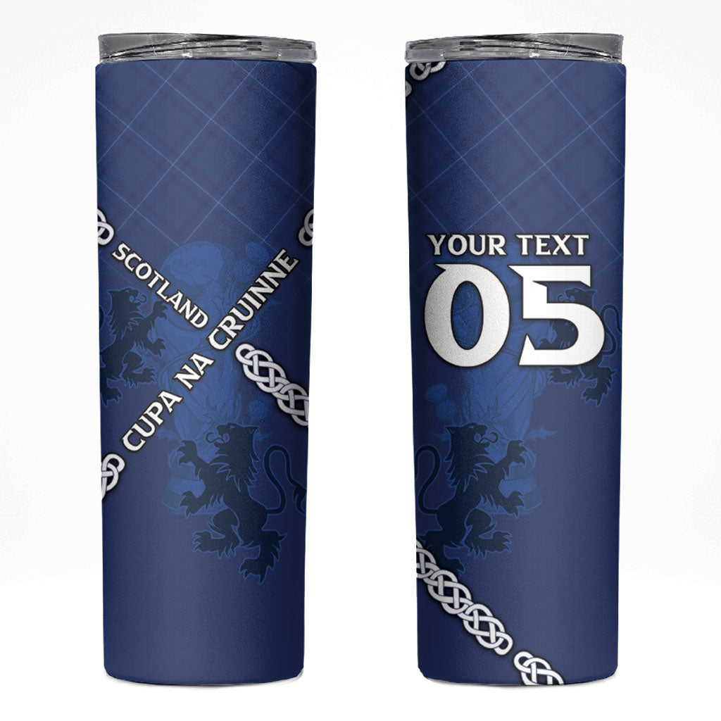 Custom Scotland Football Skinny Tumbler Saltire Celtic Knot Lion Rampant