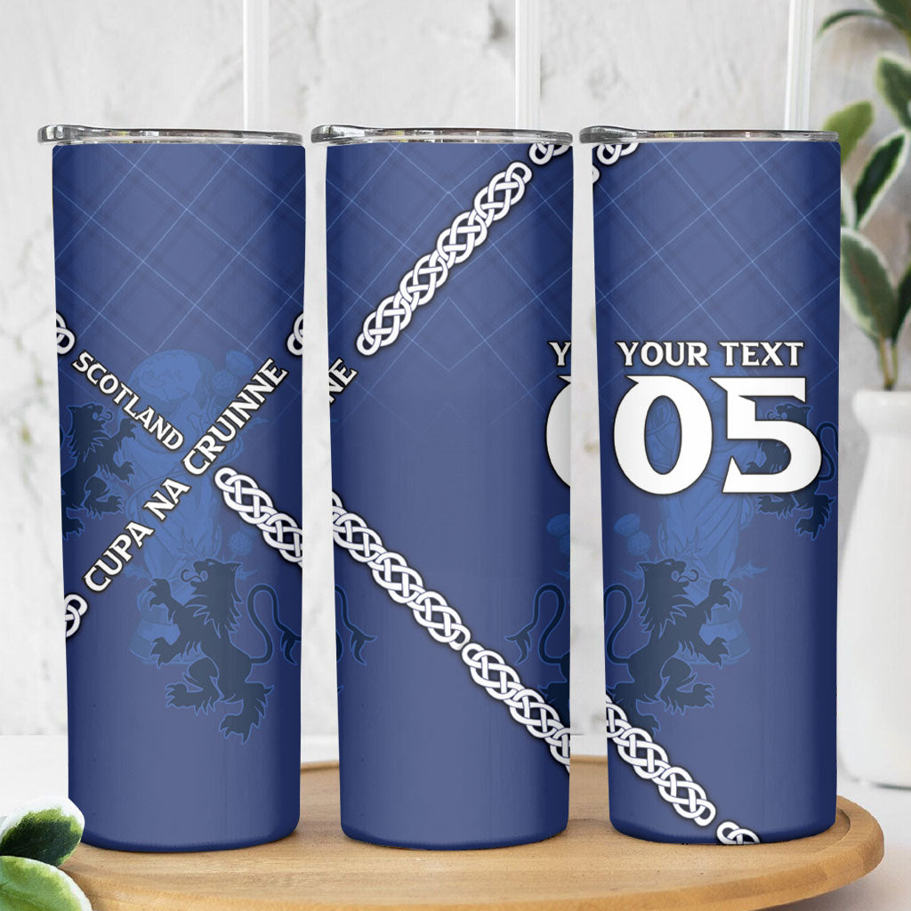 Custom Scotland Football Skinny Tumbler Saltire Celtic Knot Lion Rampant