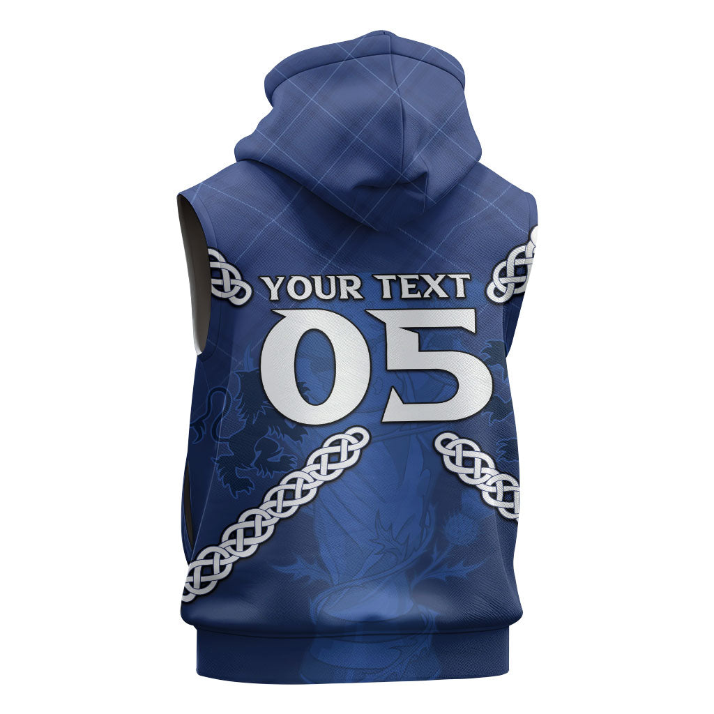 Custom Scotland Football Sleeveless Hoodie Saltire Celtic Knot Lion Rampant