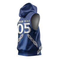 Custom Scotland Football Sleeveless Hoodie Saltire Celtic Knot Lion Rampant