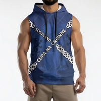 Custom Scotland Football Sleeveless Hoodie Saltire Celtic Knot Lion Rampant