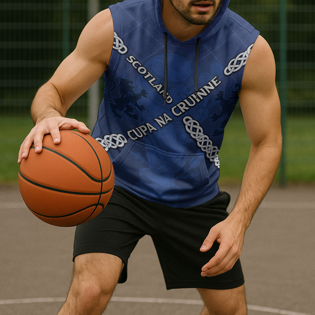 Custom Scotland Football Sleeveless Hoodie Saltire Celtic Knot Lion Rampant