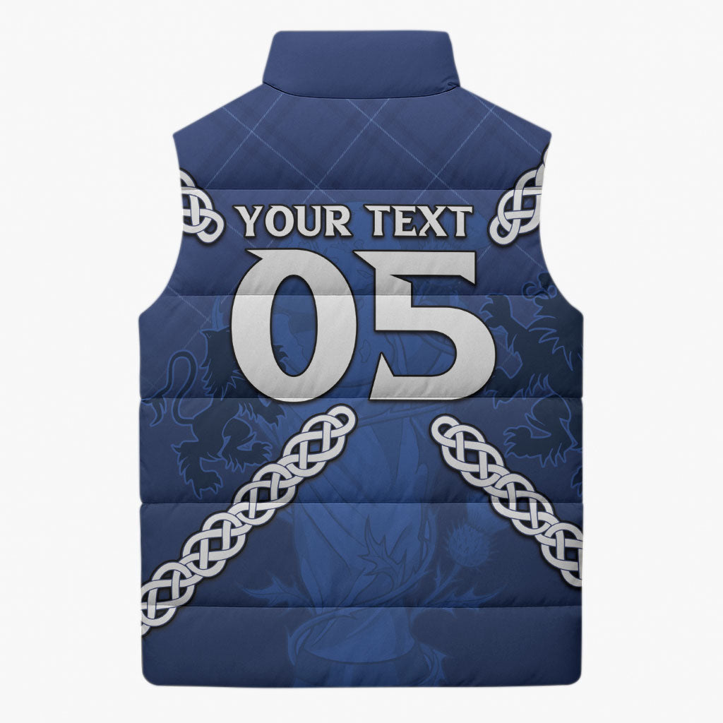 Custom Scotland Football Sleeveless Puffer Jacket Saltire Celtic Knot Lion Rampant
