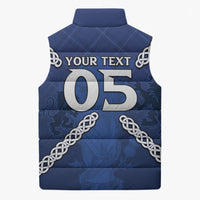 Custom Scotland Football Sleeveless Puffer Jacket Saltire Celtic Knot Lion Rampant