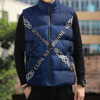 Custom Scotland Football Sleeveless Puffer Jacket Saltire Celtic Knot Lion Rampant