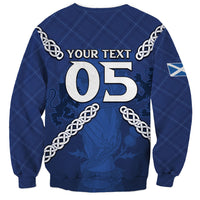 Custom Scotland Football Sweatshirt Saltire Celtic Knot Lion Rampant